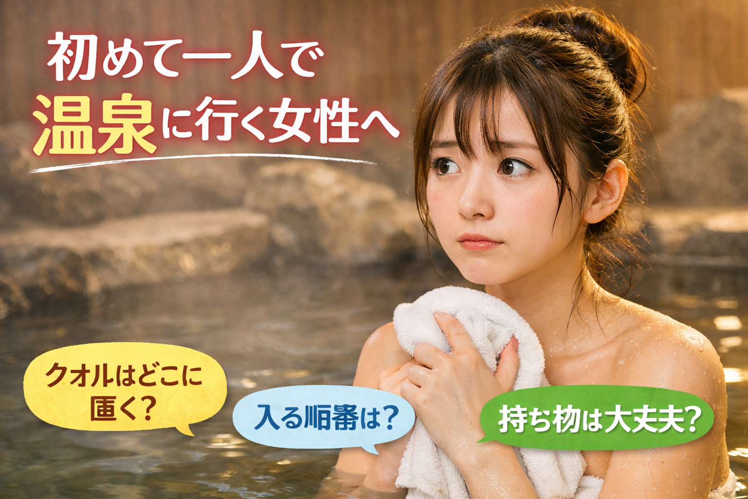 初めて一人で温泉に行く女性へ｜タオルの置き場・入浴の順番・持ち物とマナー完全ガイド