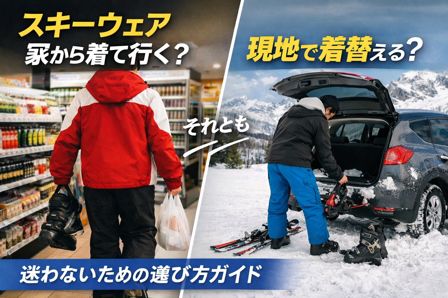 スキーウェアは家から着て行く？スキー場で着替える？迷ったときの判断基準